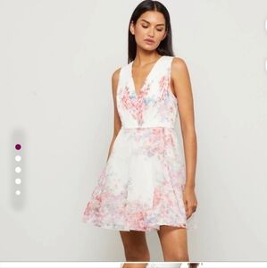 BCBGMaxAzria Floral Sleeveless V-Neck Mini Dress, Size 4